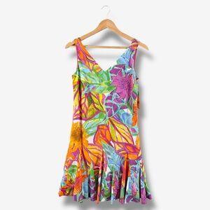 Ralph Lauren Floral V-Neck Dress Size 2P Sleeveless Fit & Flare Easter Spring